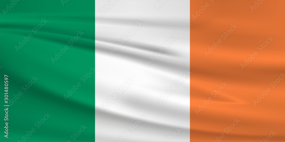 Ireland flag vector icon, Ireland flag waving in the wind.