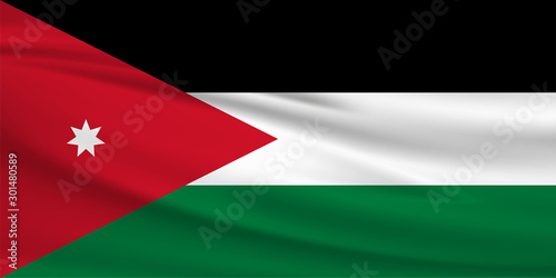Free Download Jordan flag vector icon, Jordan flag waving in the wind. - GFXLoad