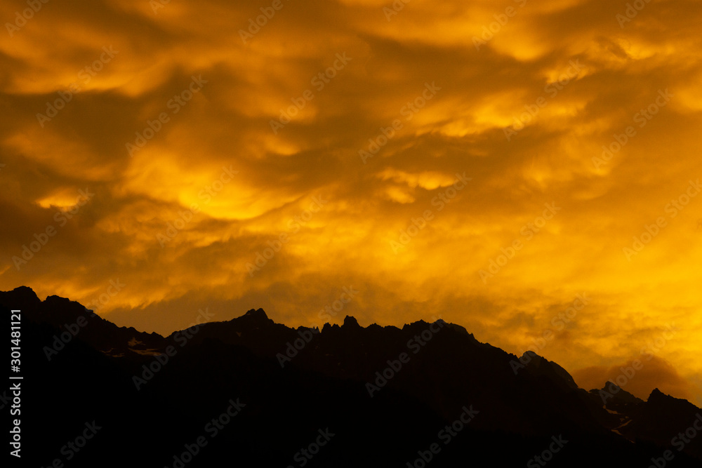 Sunset in Chamonix, France