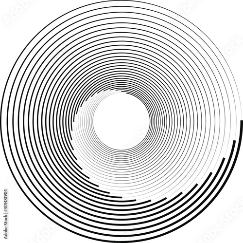 Abstract spiral form lines. Geometric monochrome shape. Design element for web pages, prints, template and textile pattern