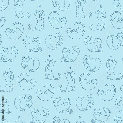 Cats and Kittens Animal Pattern Illustration