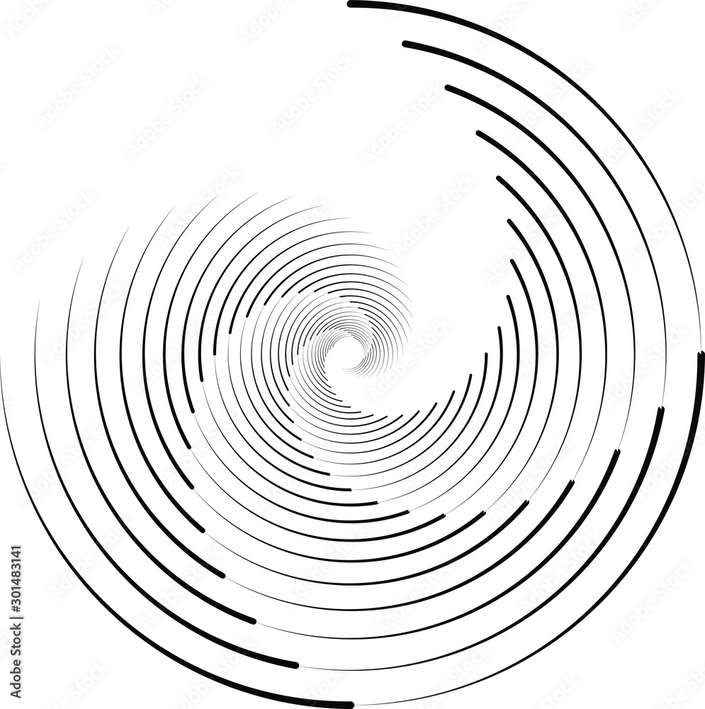 Abstract vector spiral form lines. Geometric monochrome shape. Design element for prints, web pages, template and textile pattern