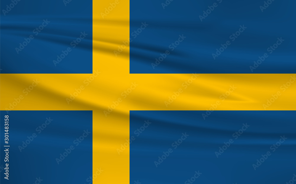 Illustration of a waving flag of the Sweden Illustration of a waving flag of the Sweden