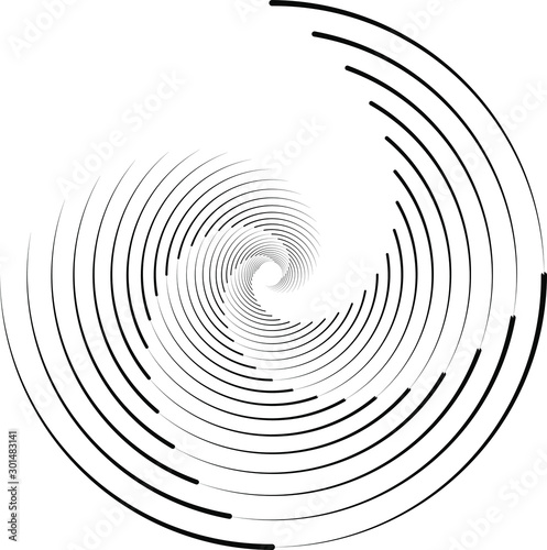 Abstract vector spiral form lines. Geometric monochrome shape. Design element for prints, web pages, template and textile pattern
