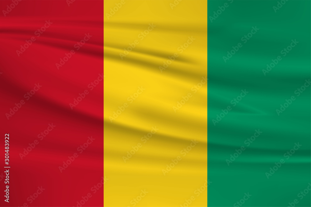 Illustration of a waving flag of the Guinea Illustration of a waving flag of the Guinea