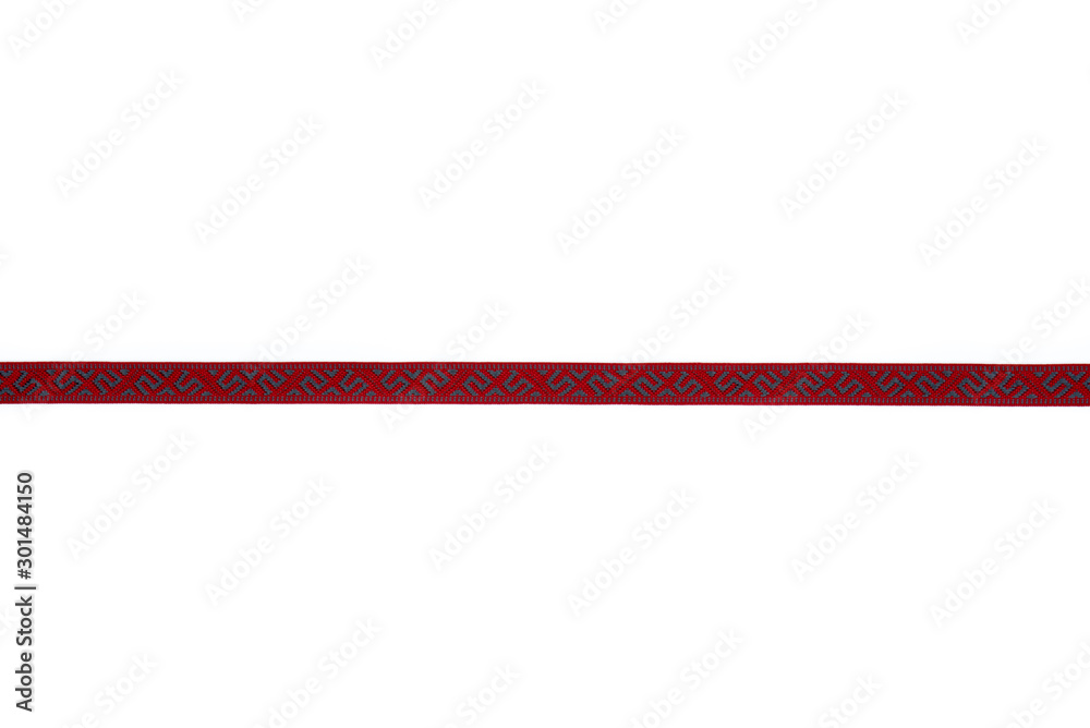 Fototapeta premium Ribbon with Latvian traditional, historical ornaments called Jumis in latvian. Jumis is a sign of fertility, associated with various harvest rituals, it is considered a sign of attract luck,prosperity