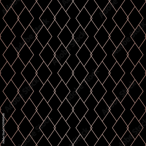 Wallpaper Mural Rose gold pattern. Vector geometric seamless grid texture. Copper metallic lines Torontodigital.ca