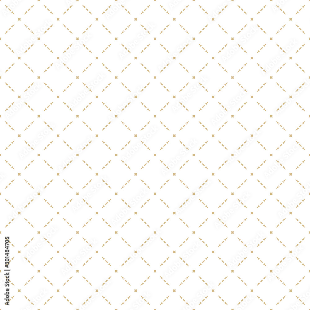 Fototapeta Golden abstract geometric seamless pattern in oriental style. Luxury vector background. Simple graphic ornament. White and gold texture with squares, diamond shapes, grid, lattice, net, repeat tiles