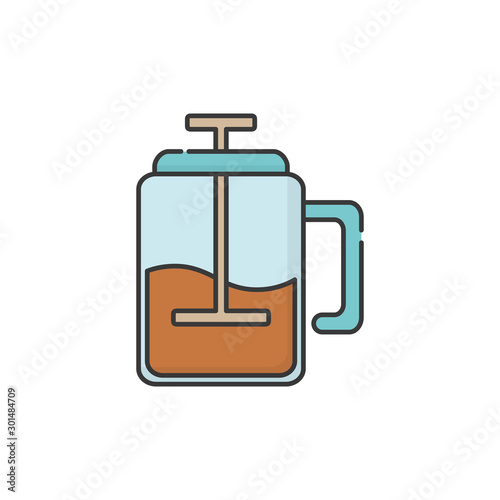 Isolated coffee french press icon fill design