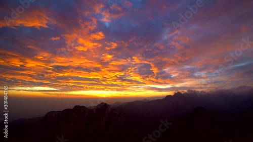 China's East China Mountain Peak Sunrise Landscape Film