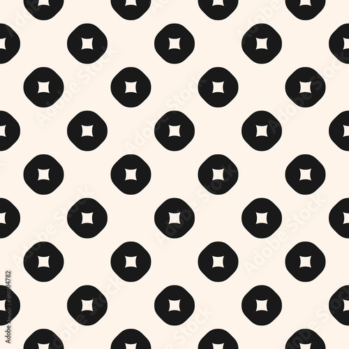 Vector minimalist seamless pattern with simple geometric shapes, hollow circles