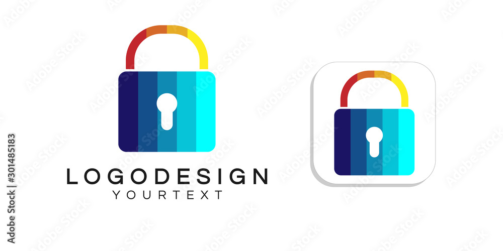 padlock logo design. icon app smartphone color full padlock logo design. icon app smartphone color full