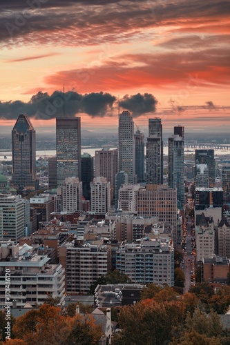 Montreal sunrise city skyline