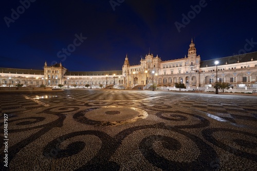 Seville Plaza de Espana night