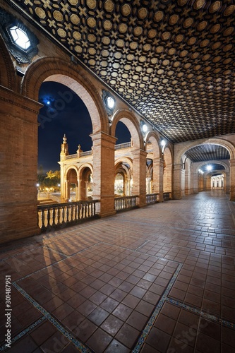 Seville Plaza de Espana night