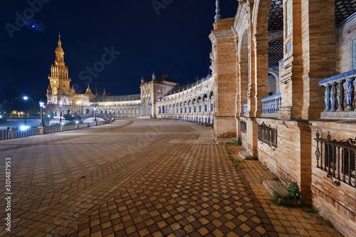 Seville Plaza de Espana night