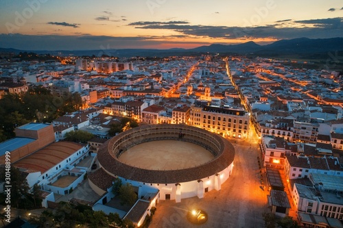 Plaza de Toros de Ronda aerial view night