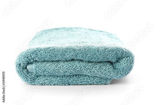 Soft clean towel on white background