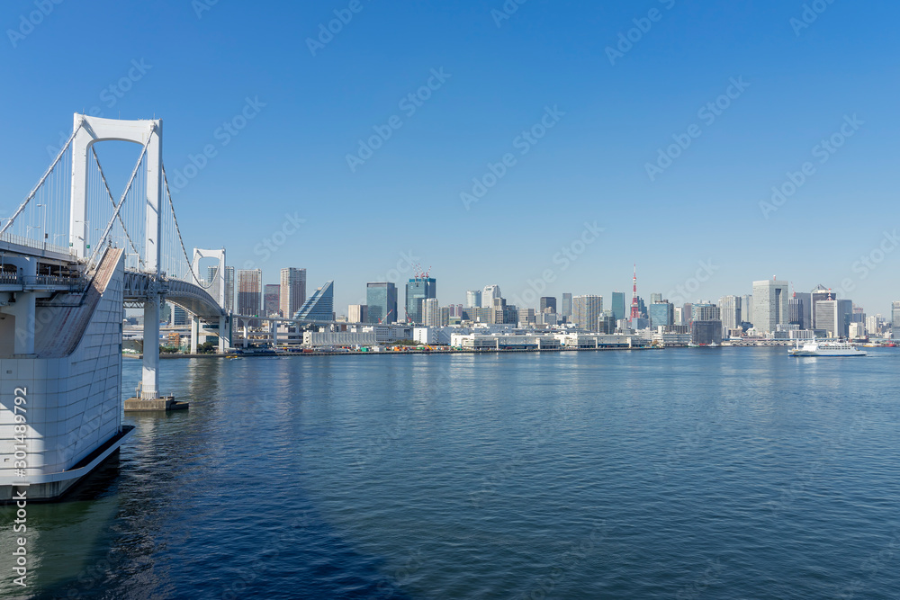 レインボーブリッジと東京ベイエリアの風景