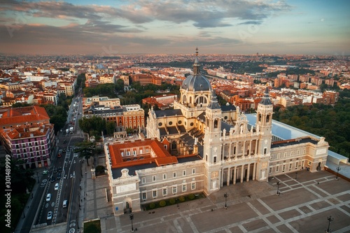 Madrid Almudena Cathedral aerial view