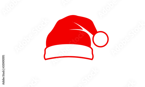 Red Santa hat vector icon illustration with isolated white background