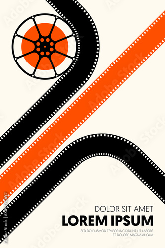 Movie and film poster design template background vintage retro style