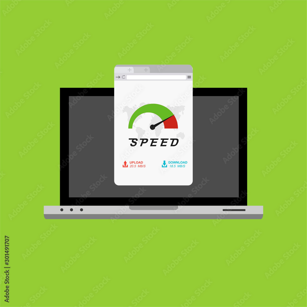 laptop acceleration icon . Website speed loading time. Vector stock illustration.