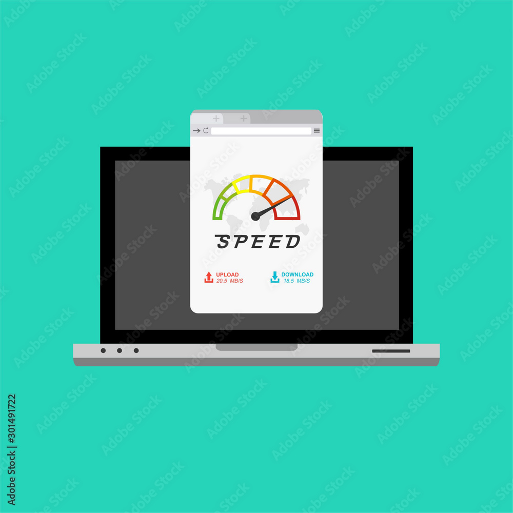 laptop acceleration icon . Website speed loading time. Vector stock illustration.