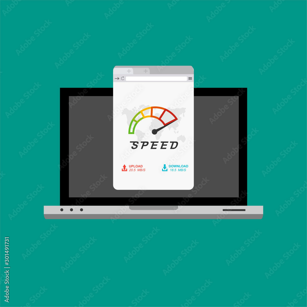 laptop acceleration icon . Website speed loading time. Vector stock illustration.