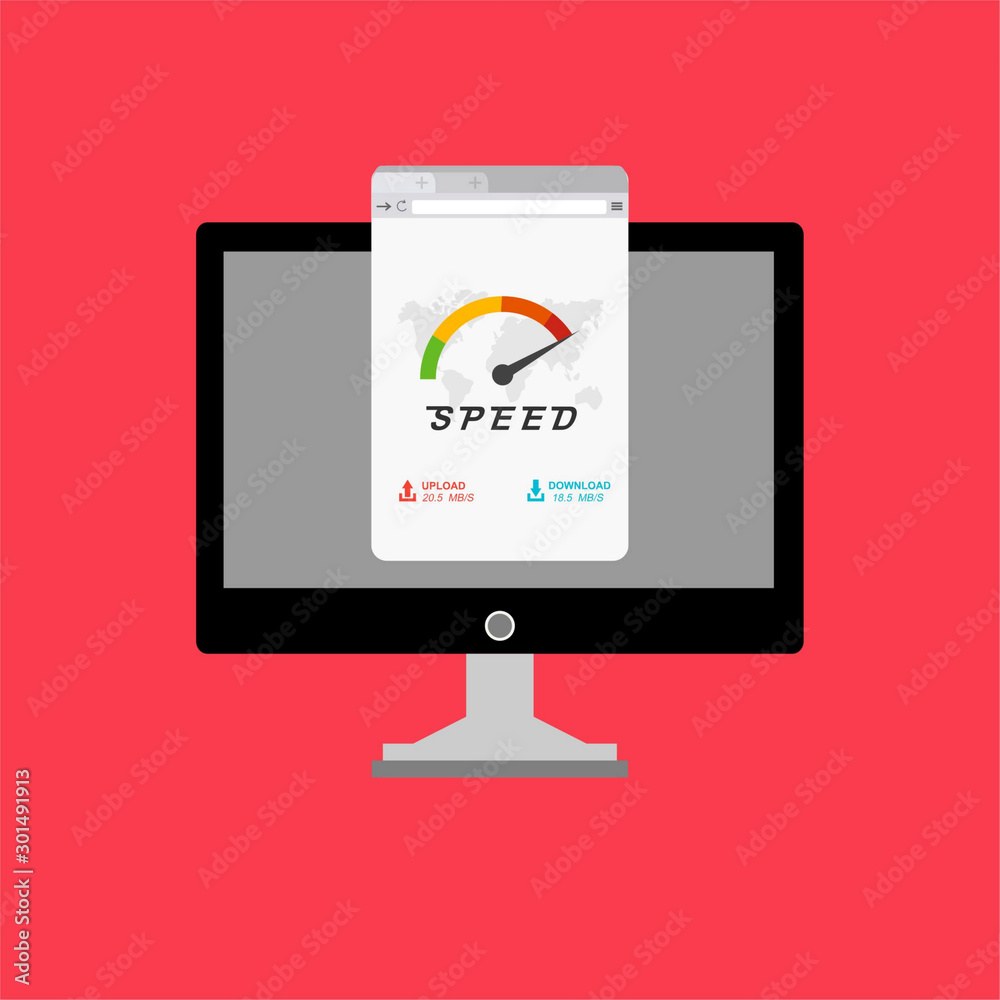 speedometer on a laptop for web banner, business presentation, advertising material. vector illustration speedometer on a laptop for web banner, business presentation, advertising material. vector illustration