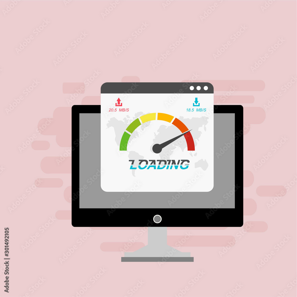 Website speed loading time. laptop acceleration icon . Vector stock illustration. Website speed loading time. laptop acceleration icon . Vector stock illustration.