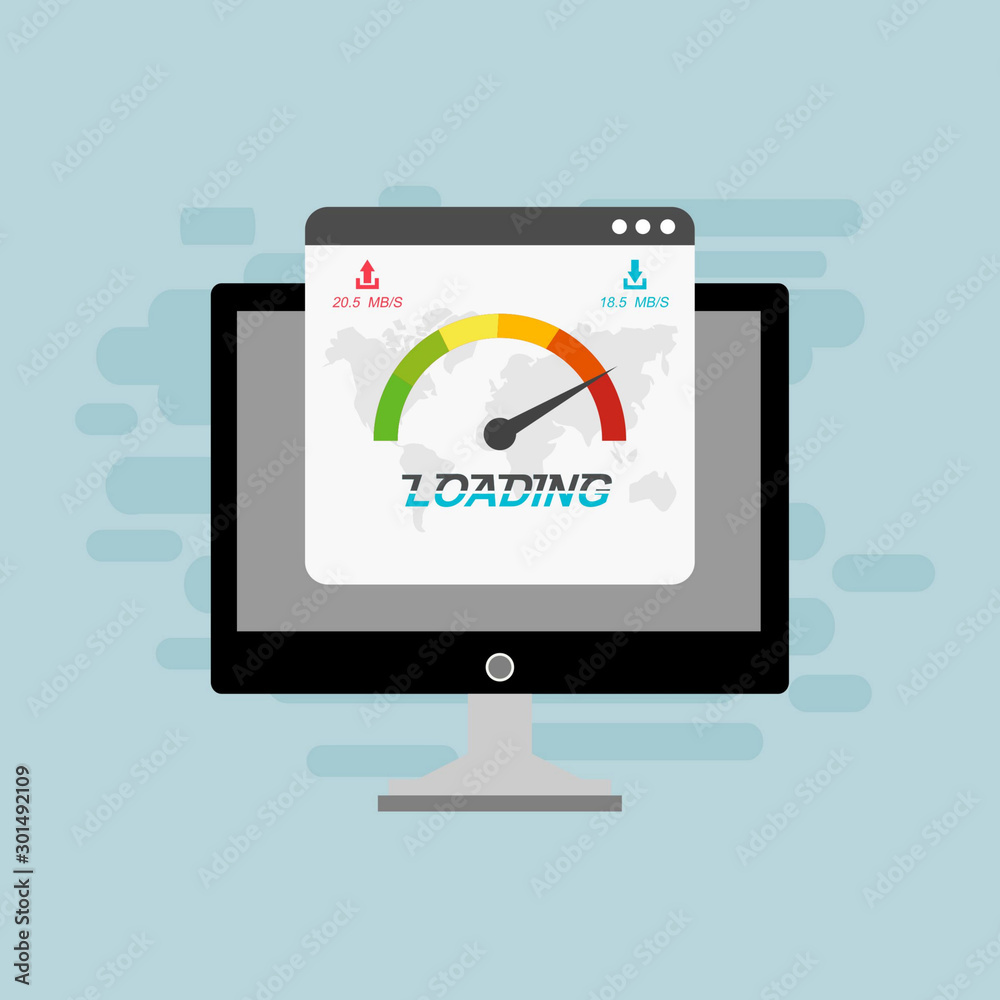 Website speed loading time. laptop acceleration icon . Vector stock illustration. Website speed loading time. laptop acceleration icon . Vector stock illustration.