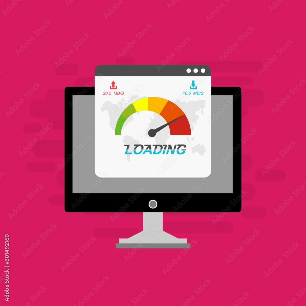 Website speed loading time. laptop acceleration icon . Vector stock illustration.