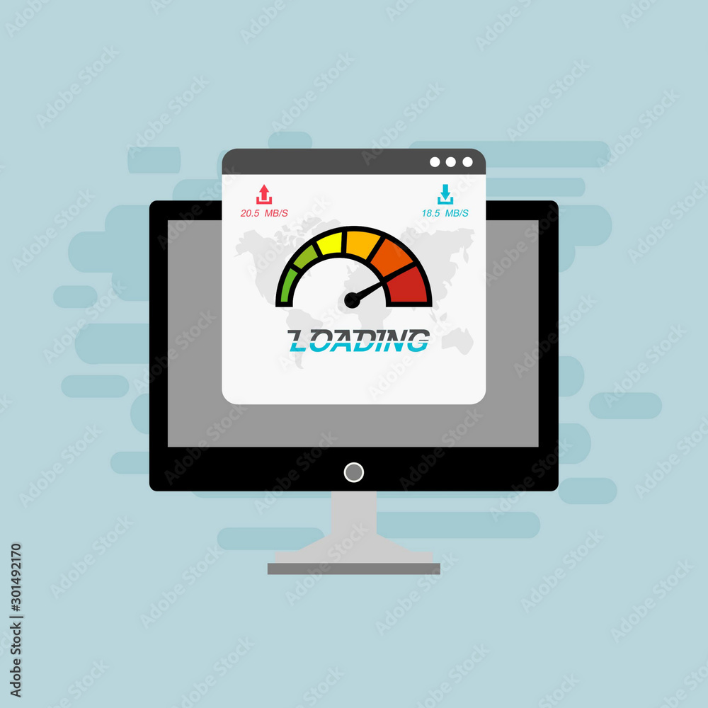 Website speed loading time. laptop acceleration icon . Vector stock illustration.