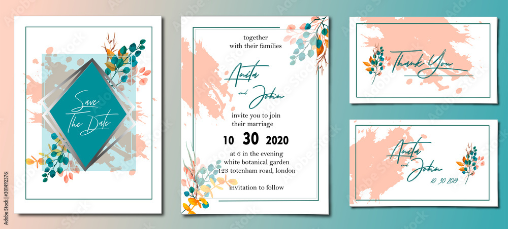 watercolor wedding beautiful invitation