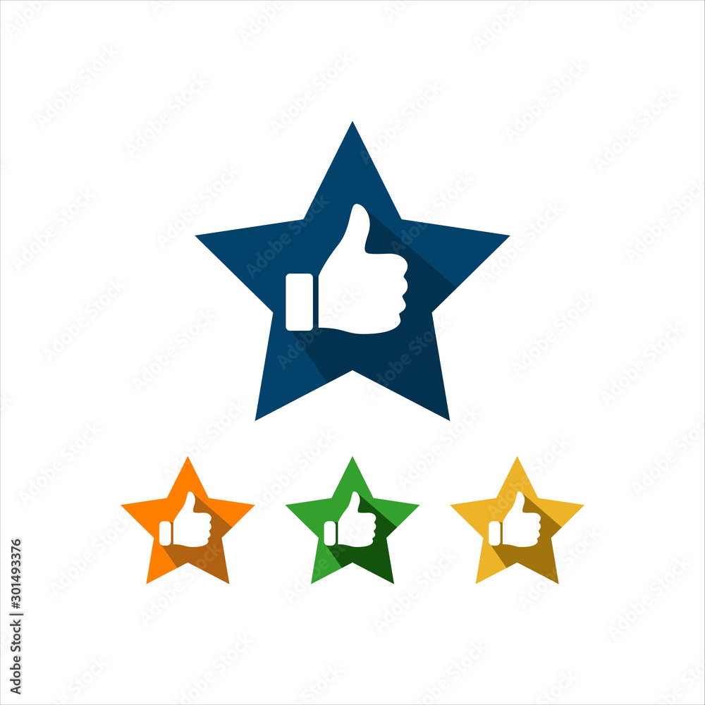 thumbs up star vector sign logo. symbol of good rating evaluation success and quality thumbs up star vector sign logo. symbol of good rating evaluation success and quality