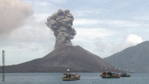 Krakatau Volcano Erupts Ash Into Sky Near Fishing Boats