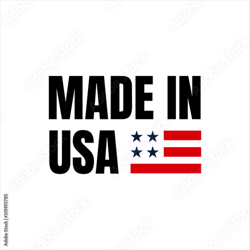 made in USA sign logo american flag US icon vector with red blue star stripes design element