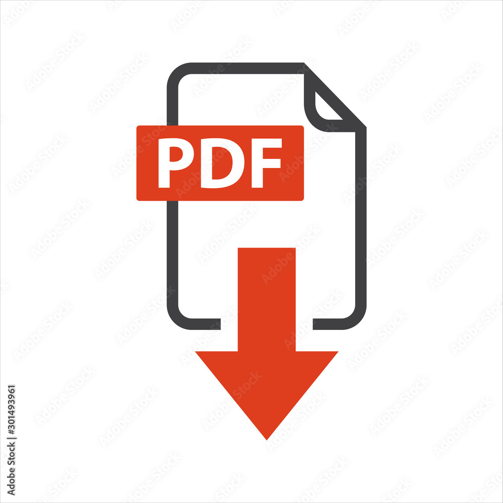 flat sign of pdf download icon button isolated on white background flat sign of pdf download icon button isolated on white background