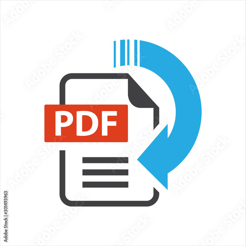 flat sign of pdf download icon button isolated on white background