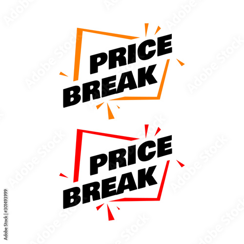 Price break stamp vector promotional template illustration on white background