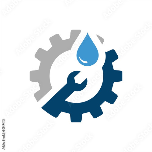 sanitary logo vector symbol icon of pipe and drop water in white background
