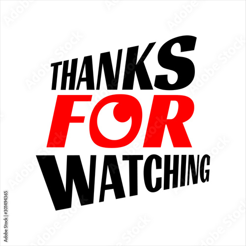 thanks for watching lettering vector isolated on white background
