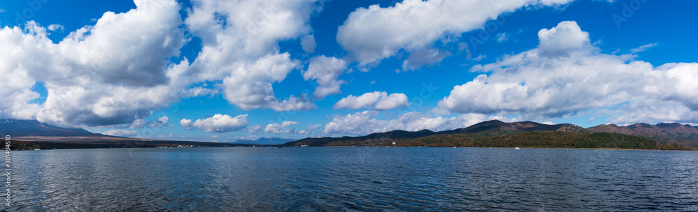 (山梨県ｰ風景パノラマ)山中湖畔のパノラマ風景２