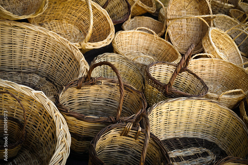 Hand wowen wicker basket texture background photo