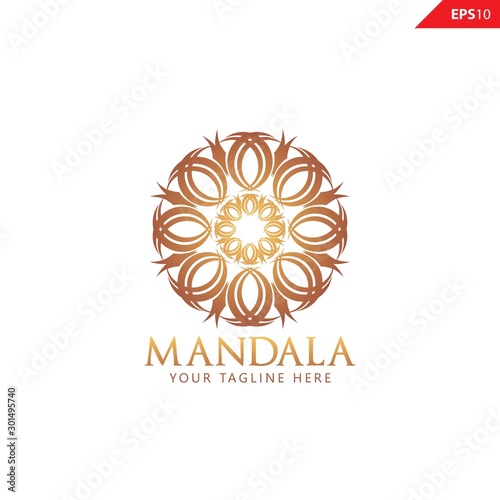 Elegant Ornament / Luxury Golden Mandala logo design vector