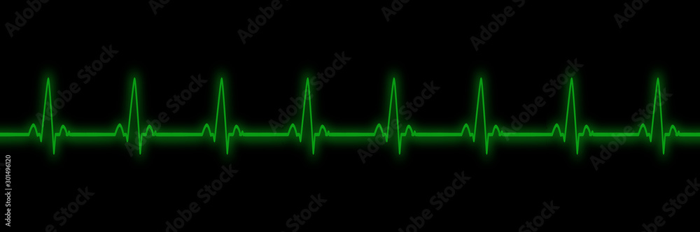 Cardiogram oscilloscope blue color with black background