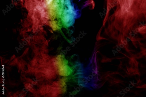 Abstract smoke isolated on black background,Rainbow powder