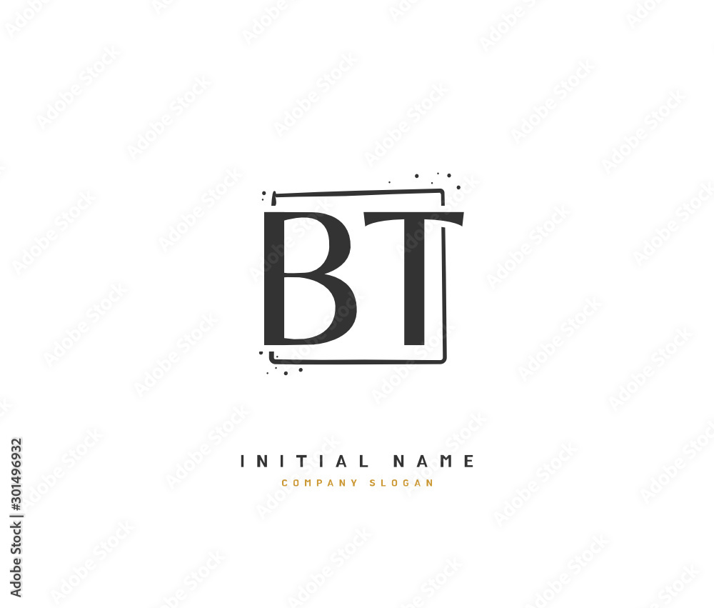 B T BT Beauty vector initial logo, handwriting logo of initial signature, wedding, fashion, jewerly, boutique, floral and botanical with creative template for any company or business.