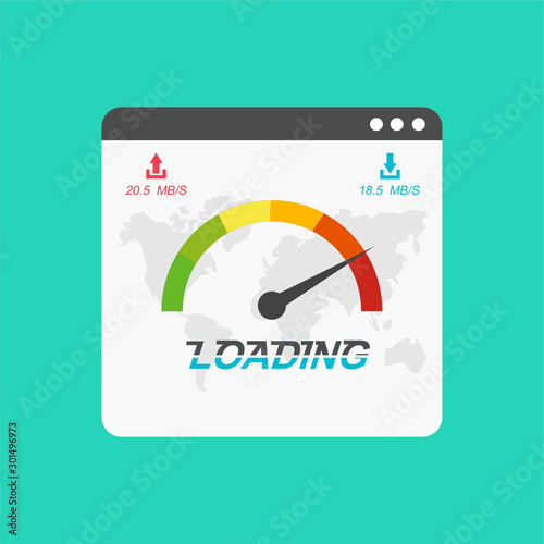 Web browser acceleration Flat design vector illustration. Flat design people and technology concept